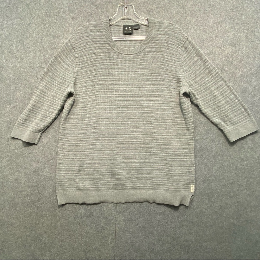 Armani Exchange AX Men’s Size M Grey Ribbed Crewneck Sweater Textured Pullover